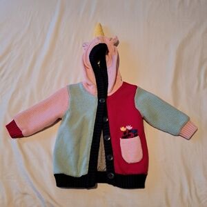 Hanna Andersson unicorn lined knit sweater size 70 or 6-12 months